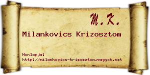 Milankovics Krizosztom névjegykártya